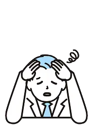 男性が頭を抱えて考え込んでいる様子のアイコン