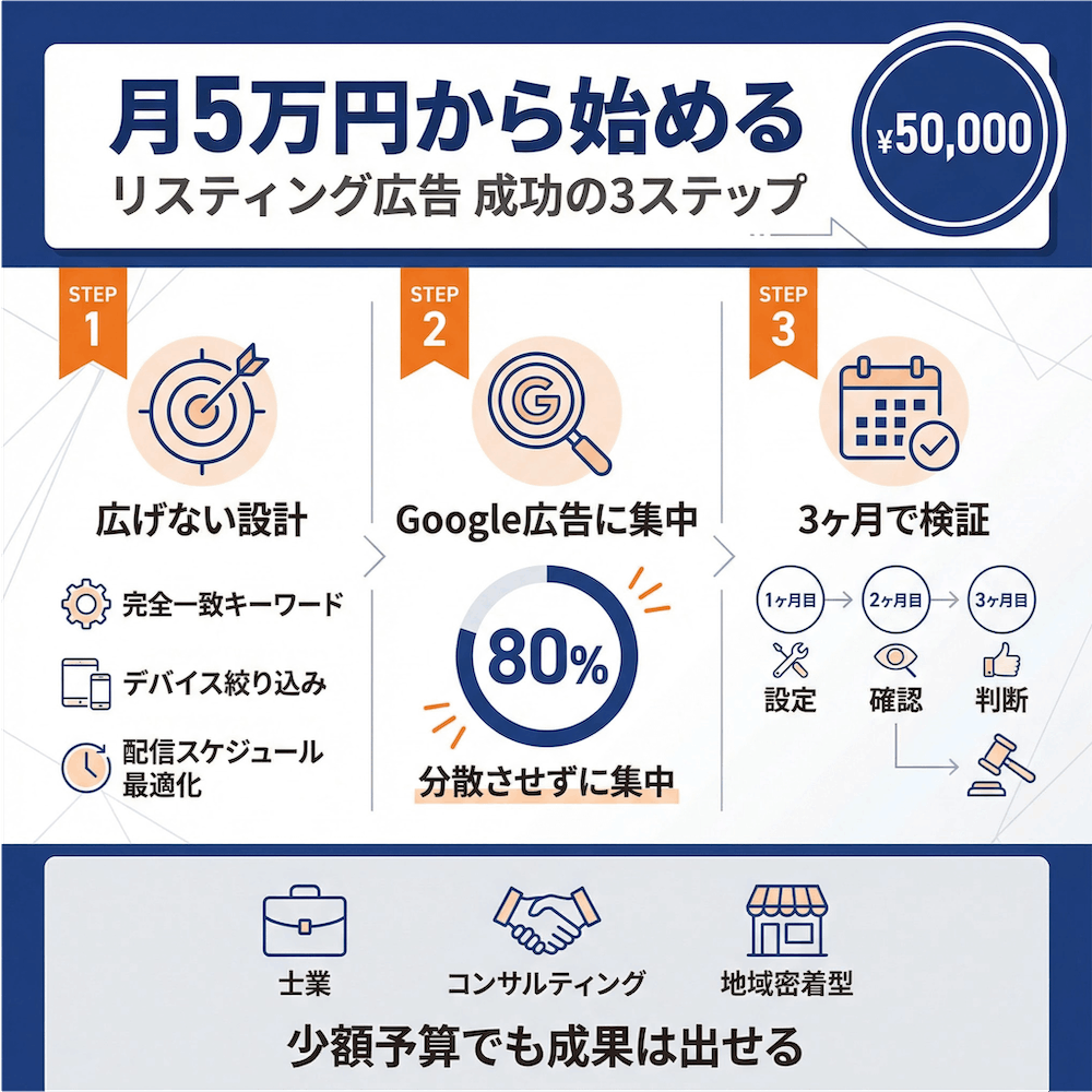 月5万円から始めるリスティング広告 成功の3ステップ