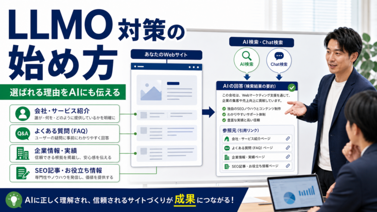 LLMO対策の始め方｜ChatGPTやAI検索に引用されるサイト設計を解説